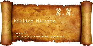 Miklics Miletta névjegykártya